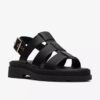 Womens Orinoco3 Strap Black Leather Flat Sandals