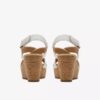 Womens Rose Style White Leather Wedges