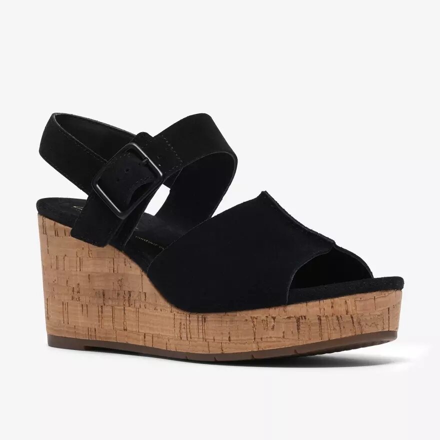 Womens Sabina Dream Black Suede Wedges Womens Sabina Dream Black Suede Wedges