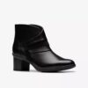 Womens Shaya Sky Black Leather Ankle Boots