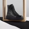 Womens Torhill Rise Black Leather Ankle Boots Us