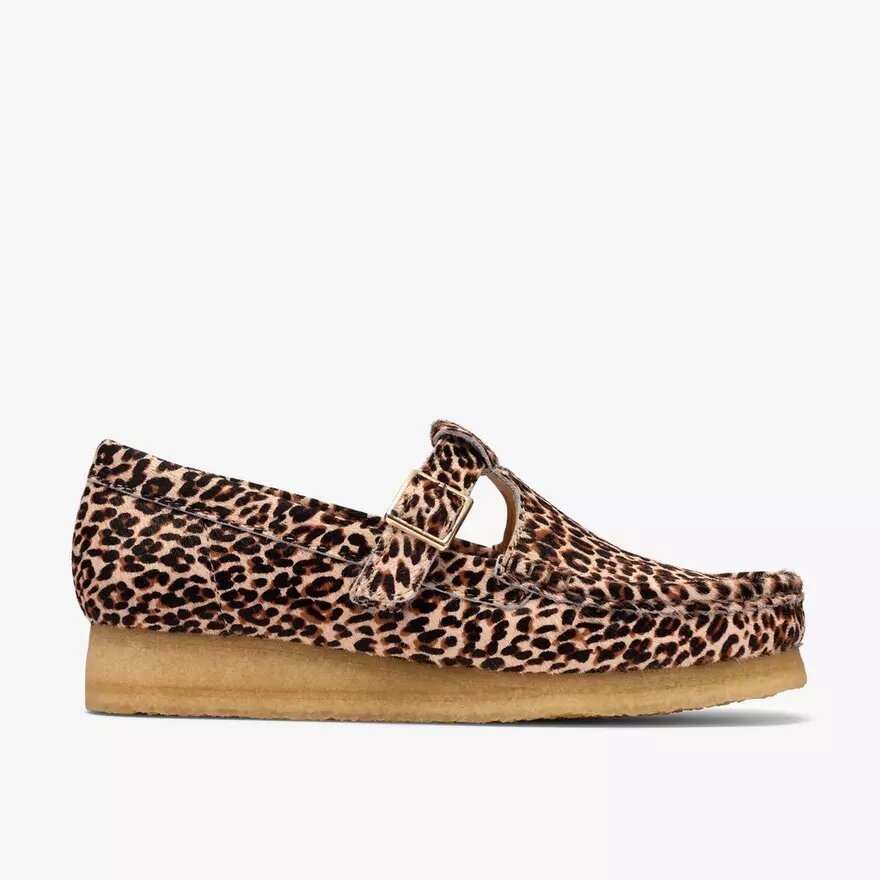 Womens Wallabee T Bar Leopard Print Shoes Womens Wallabee T Bar Leopard Print Shoes